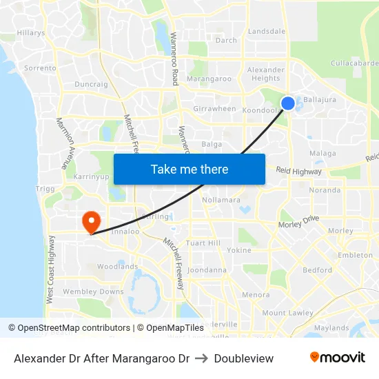Alexander Dr After Marangaroo Dr to Doubleview map