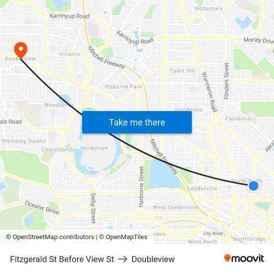 Fitzgerald St Before View St to Doubleview map