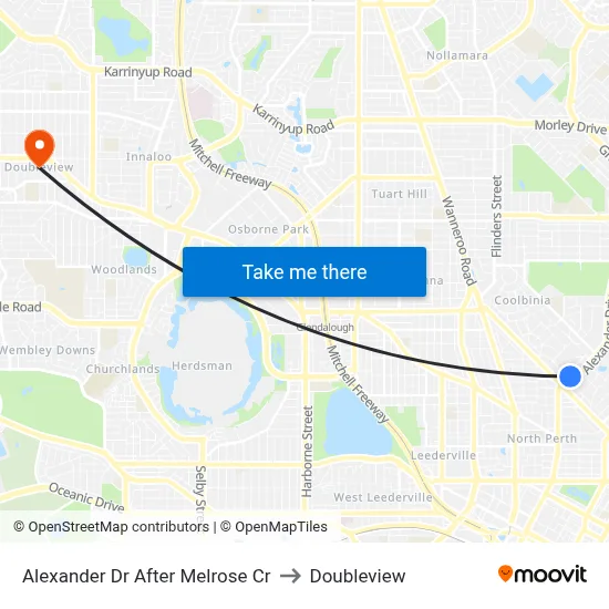 Alexander Dr After Melrose Cr to Doubleview map