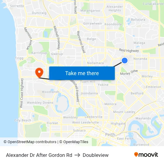 Alexander Dr After Gordon Rd to Doubleview map