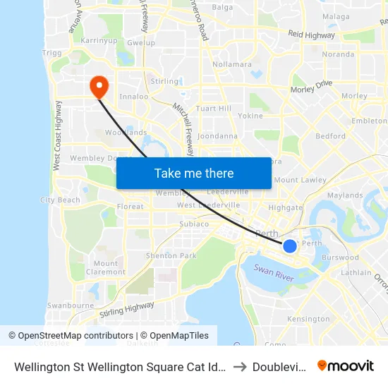Wellington St Wellington Square Cat Id 54 to Doubleview map