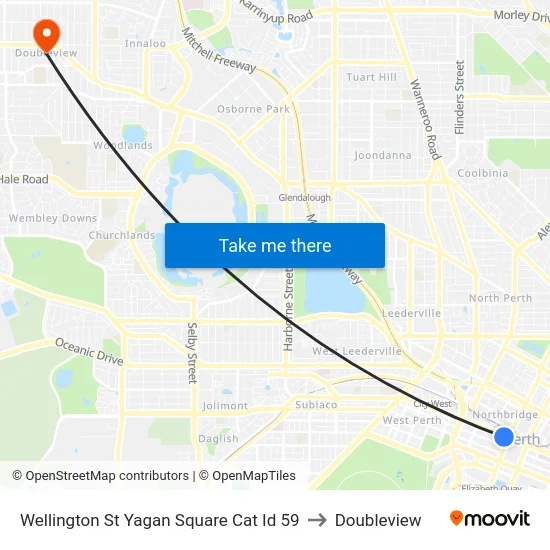 Wellington St Yagan Square Cat Id 59 to Doubleview map