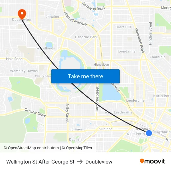 Wellington St After George St to Doubleview map