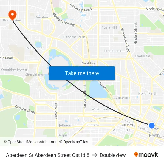 Aberdeen St Aberdeen Street Cat Id 8 to Doubleview map