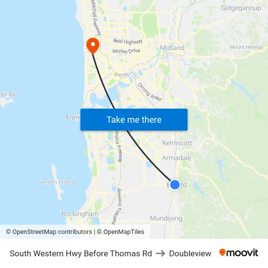 South Western Hwy Before Thomas Rd to Doubleview map