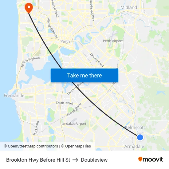 Brookton Hwy Before Hill St to Doubleview map