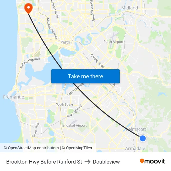 Brookton Hwy Before Ranford St to Doubleview map