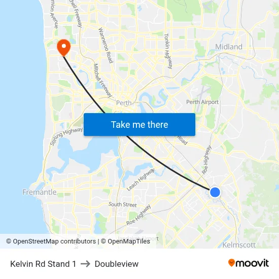 Kelvin Rd Stand 1 to Doubleview map