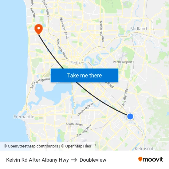 Kelvin Rd After Albany Hwy to Doubleview map
