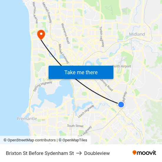 Brixton St Before Sydenham St to Doubleview map