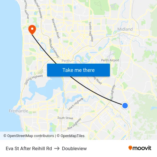 Eva St After Reihill Rd to Doubleview map