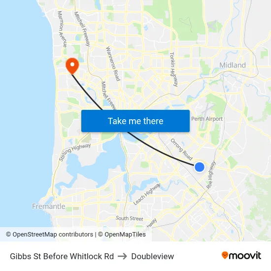 Gibbs St Before Whitlock Rd to Doubleview map