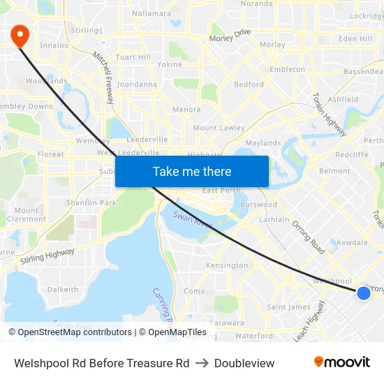 Welshpool Rd Before Treasure Rd to Doubleview map