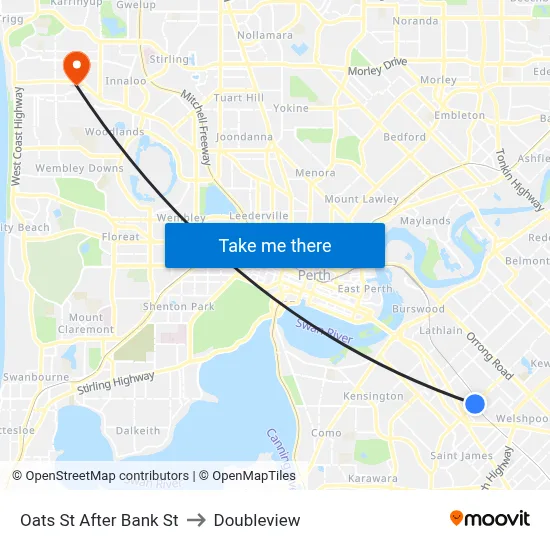 Oats St After Bank St to Doubleview map