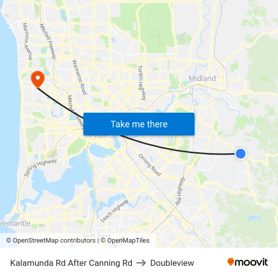Kalamunda Rd After Canning Rd to Doubleview map