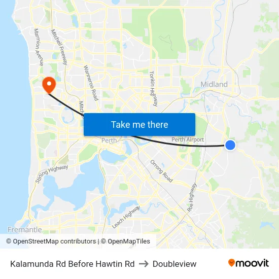 Kalamunda Rd Before Hawtin Rd to Doubleview map