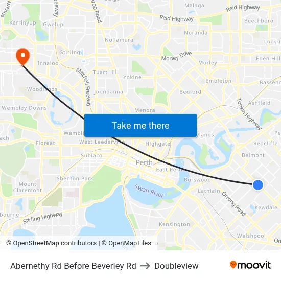 Abernethy Rd Before Beverley Rd to Doubleview map