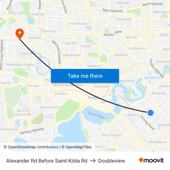 Alexander Rd Before Saint Kilda Rd to Doubleview map