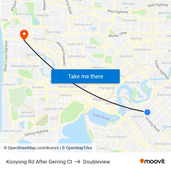 Kooyong Rd After Gerring Ct to Doubleview map