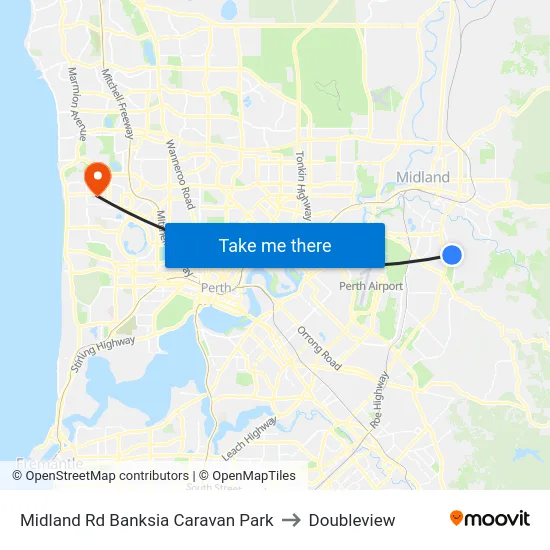 Midland Rd Banksia Caravan Park to Doubleview map