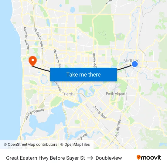 Great Eastern Hwy Before Sayer St to Doubleview map