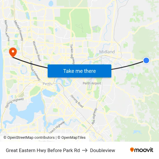 Great Eastern Hwy Before Park Rd to Doubleview map