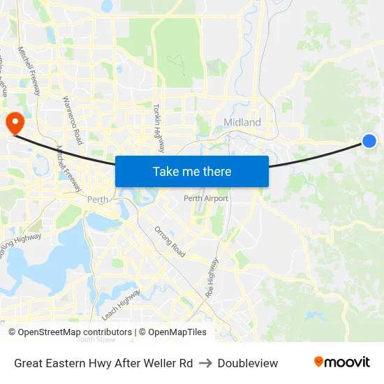 Great Eastern Hwy After Weller Rd to Doubleview map