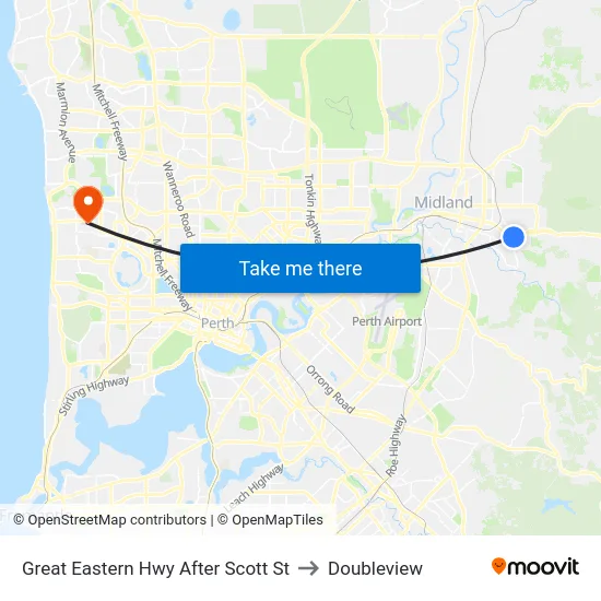 Great Eastern Hwy After Scott St to Doubleview map