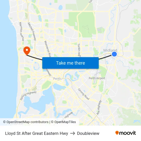 Lloyd St After Great Eastern Hwy to Doubleview map