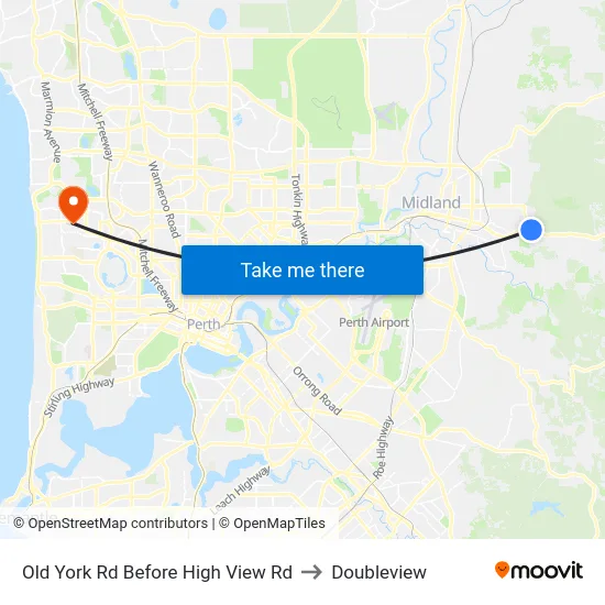 Old York Rd Before High View Rd to Doubleview map