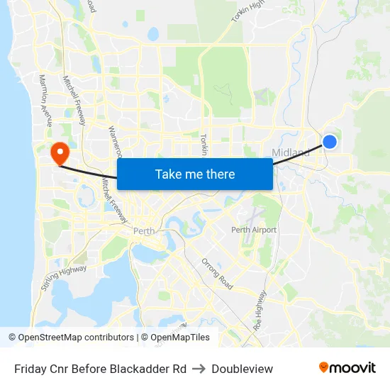 Friday Cnr Before Blackadder Rd to Doubleview map