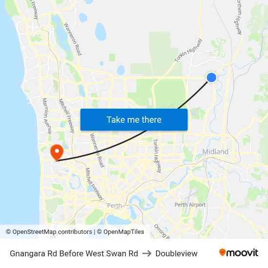 Gnangara Rd Before West Swan Rd to Doubleview map