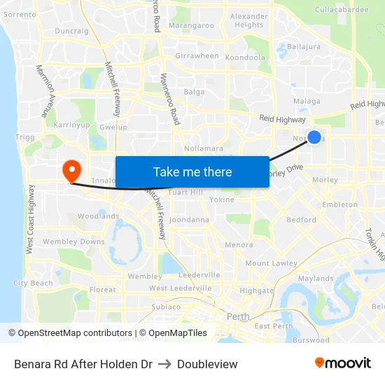 Benara Rd After Holden Dr to Doubleview map