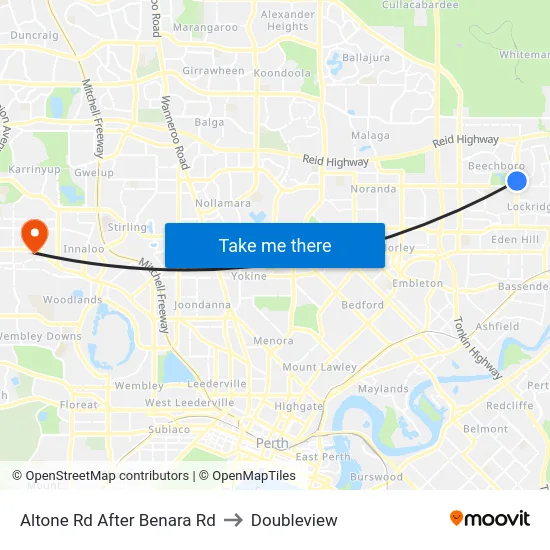 Altone Rd After Benara Rd to Doubleview map