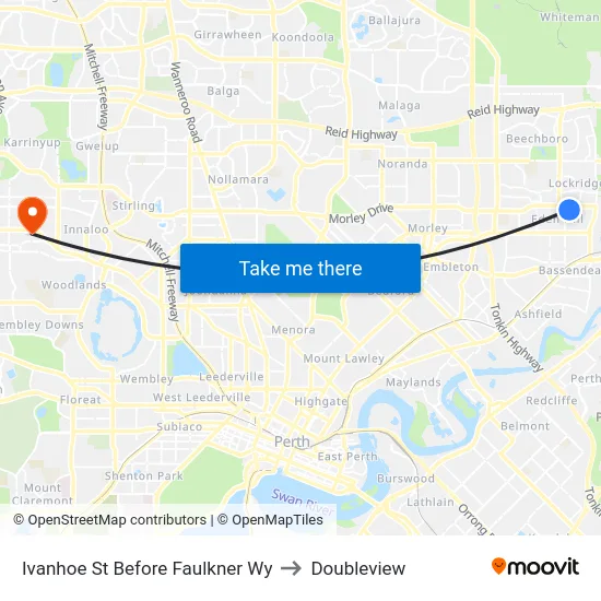 Ivanhoe St Before Faulkner Wy to Doubleview map