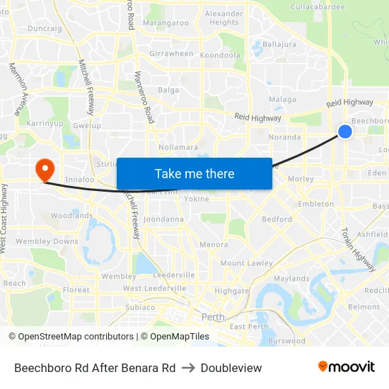 Beechboro Rd After Benara Rd to Doubleview map