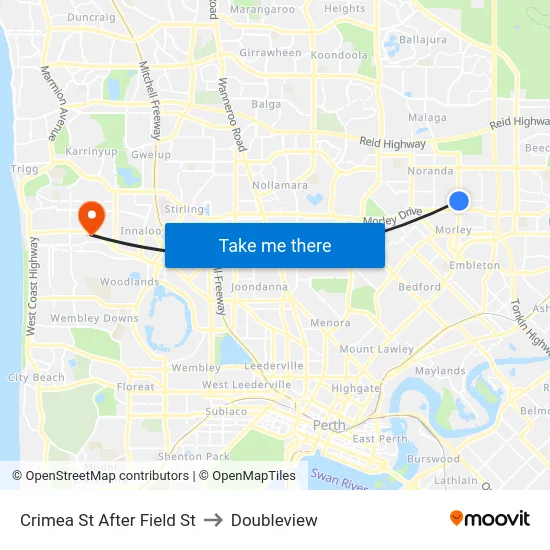 Crimea St After Field St to Doubleview map