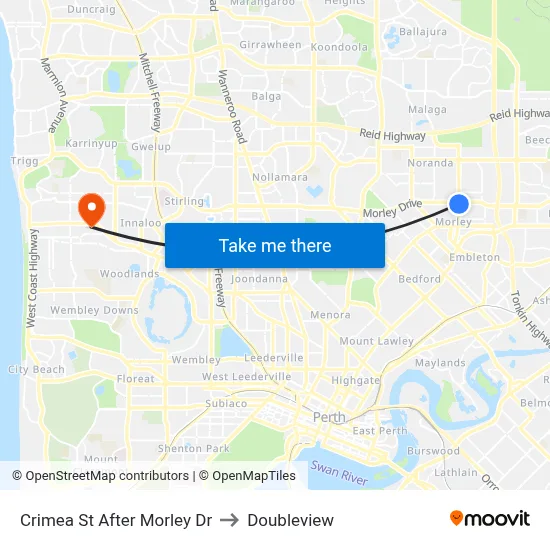 Crimea St After Morley Dr to Doubleview map