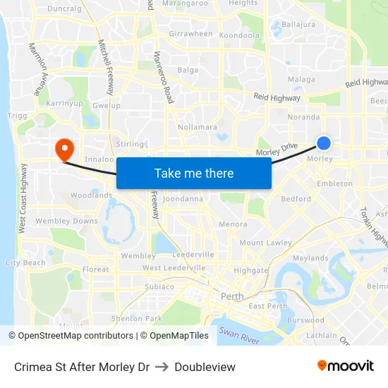 Crimea St After Morley Dr to Doubleview map