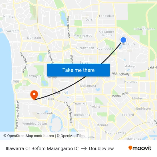 Illawarra Cr Before Marangaroo Dr to Doubleview map
