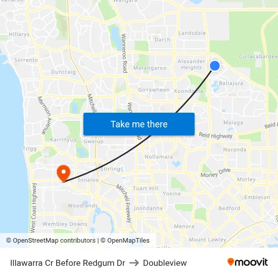 Illawarra Cr Before Redgum Dr to Doubleview map