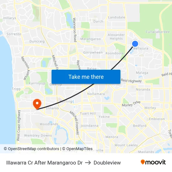 Illawarra Cr After Marangaroo Dr to Doubleview map