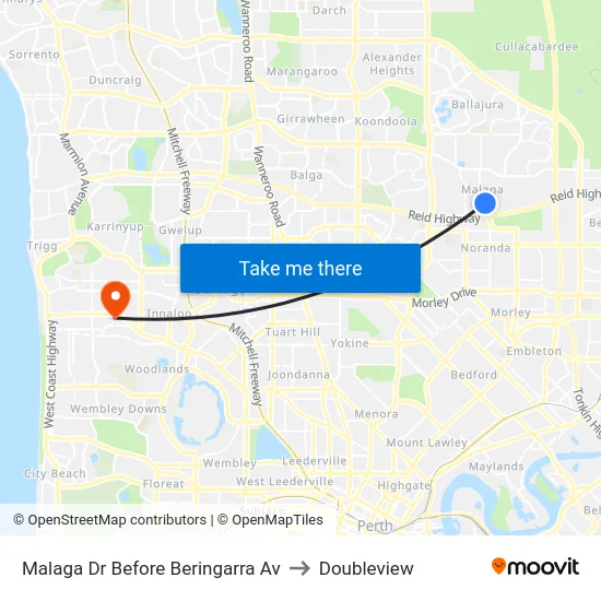 Malaga Dr Before Beringarra Av to Doubleview map