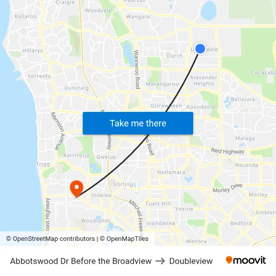 Abbotswood Dr Before the Broadview to Doubleview map