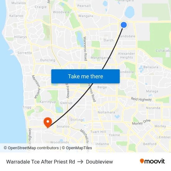 Warradale Tce After Priest Rd to Doubleview map