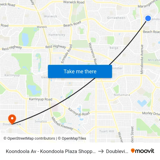 Koondoola Av - Koondoola Plaza Shopping Ctr to Doubleview map