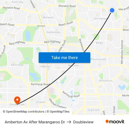 Amberton Av After Marangaroo Dr to Doubleview map