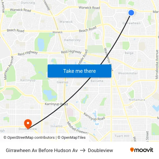Girrawheen Av Before Hudson Av to Doubleview map