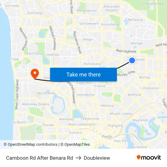 Camboon Rd After Benara Rd to Doubleview map