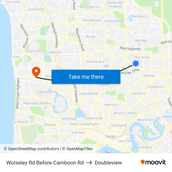Wolseley Rd Before Camboon Rd to Doubleview map